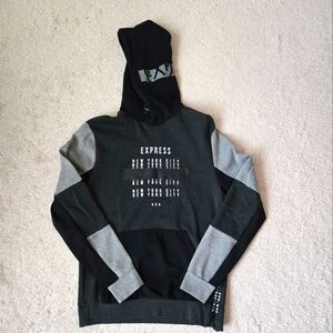 Express Men's Black and Gray Hoodie